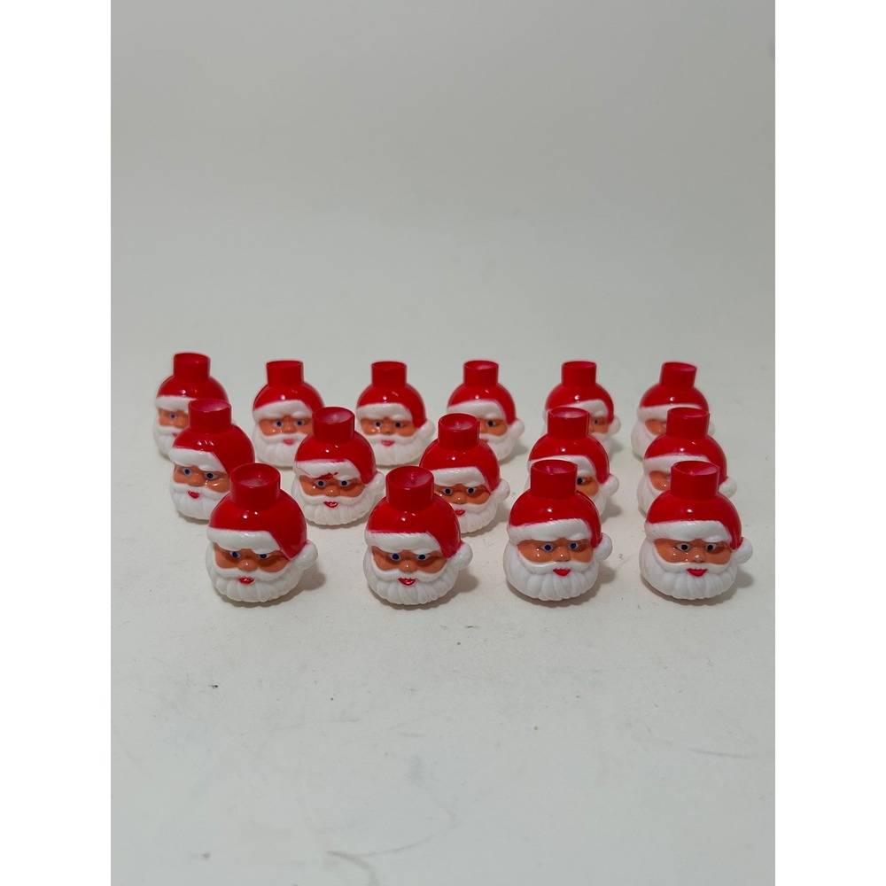 Vintage Plastic Santa Claus Head Blow Mold Light Covers‎ Craft Toppers Set of 14